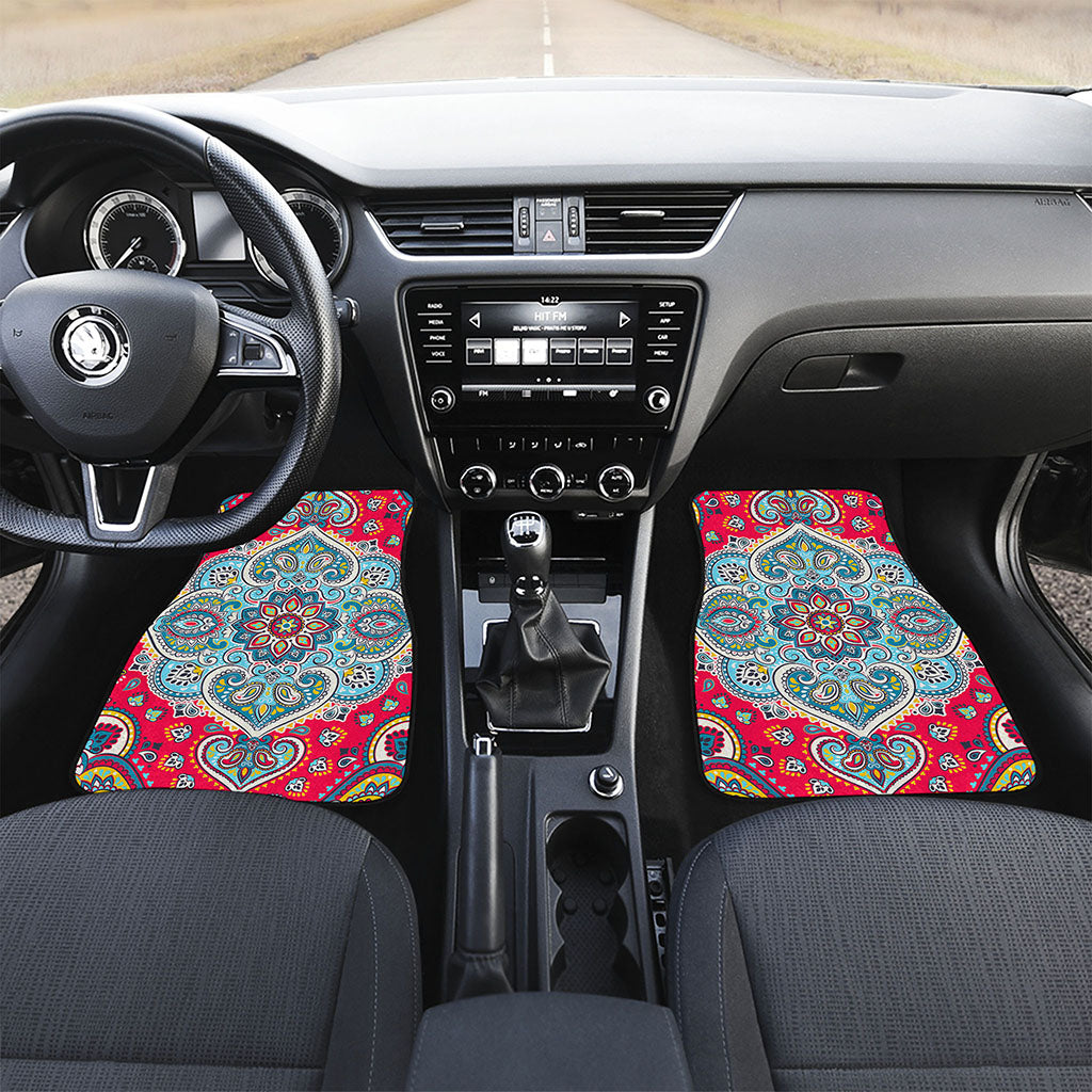 Floral Paisley Mandala Print Front Car Floor Mats