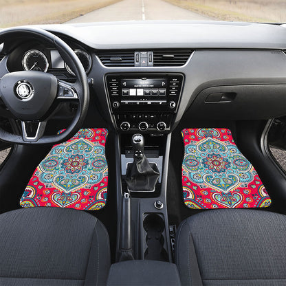Floral Paisley Mandala Print Front Car Floor Mats