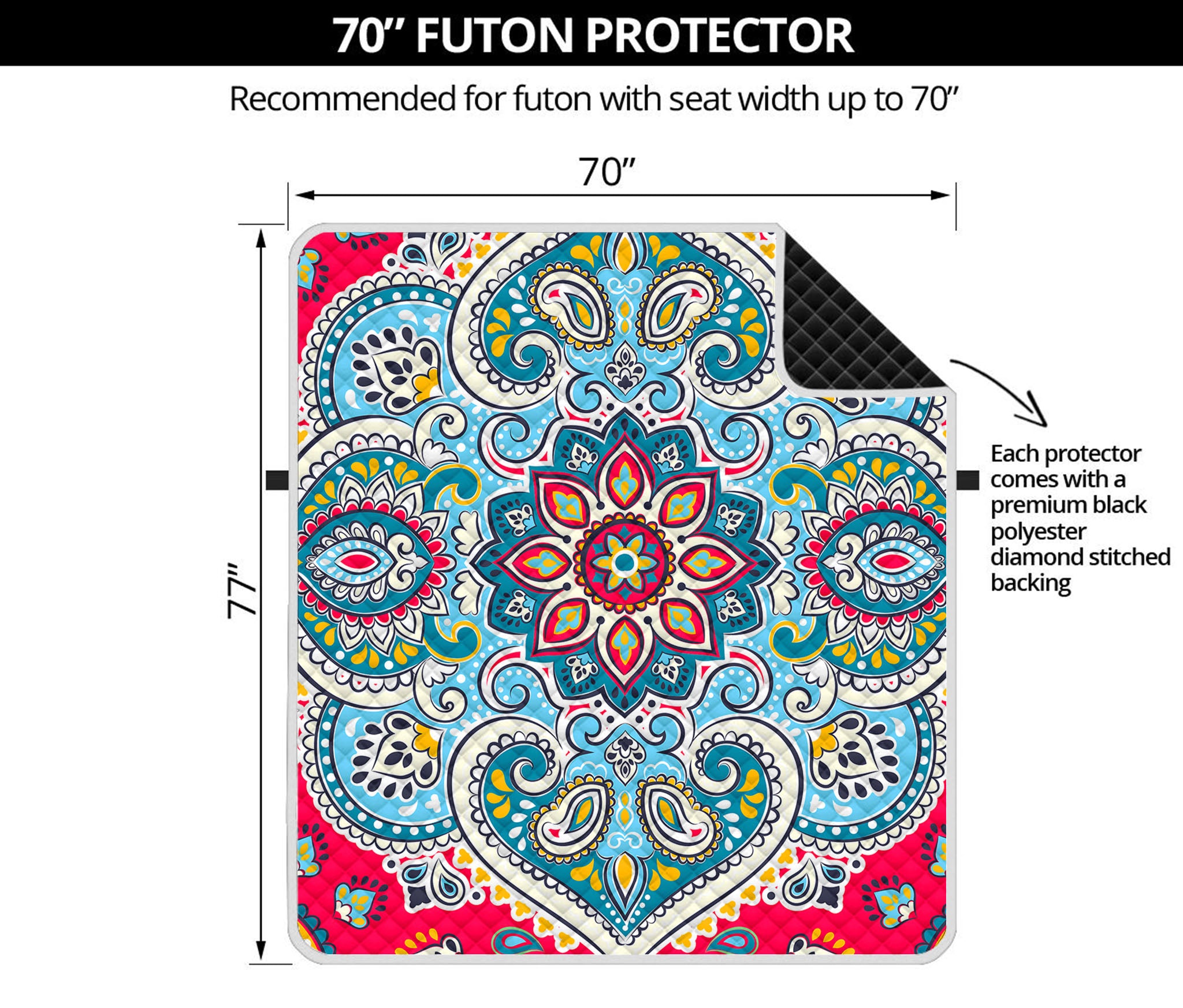 Floral Paisley Mandala Print Futon Protector