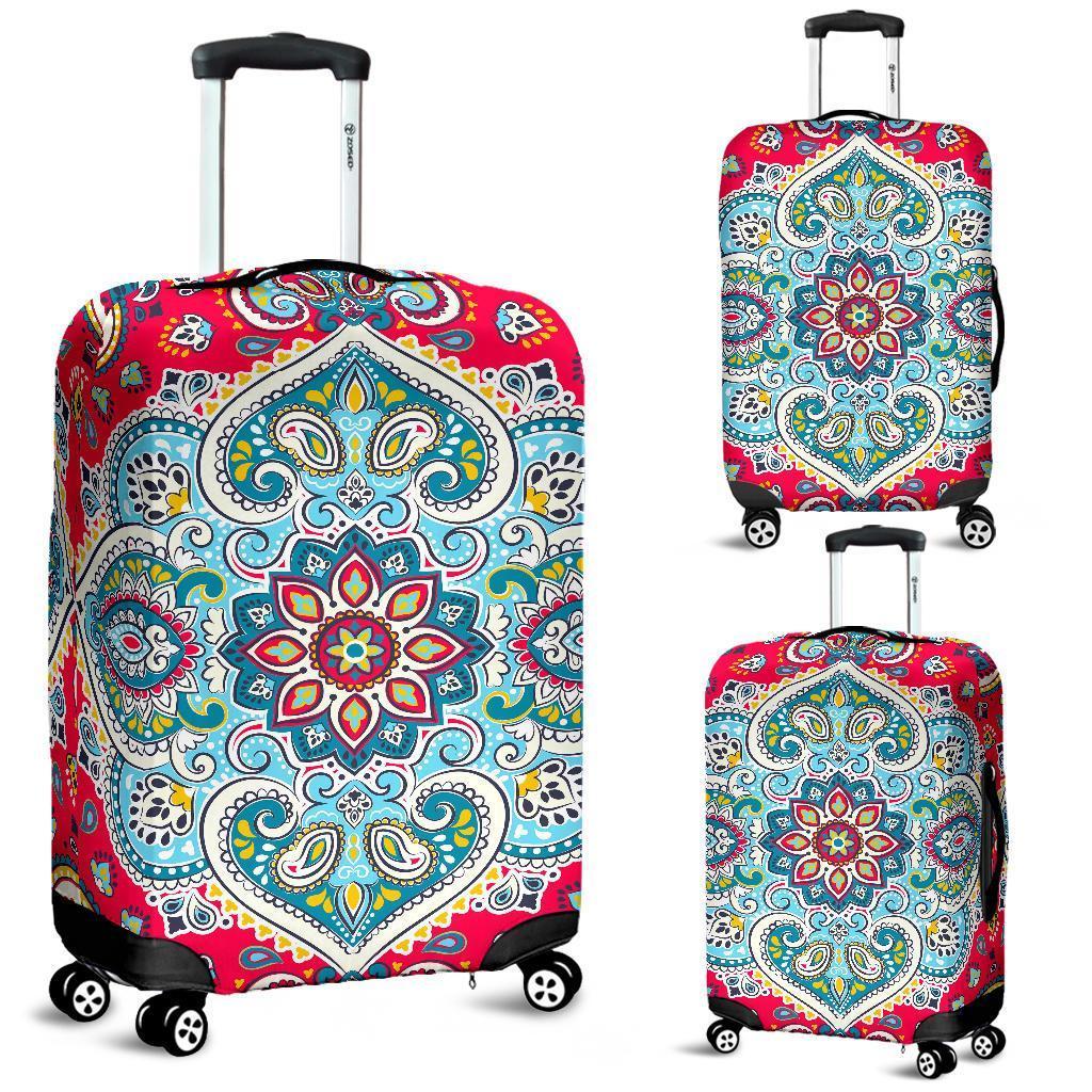 Floral Paisley Mandala Print Luggage Cover GearFrost