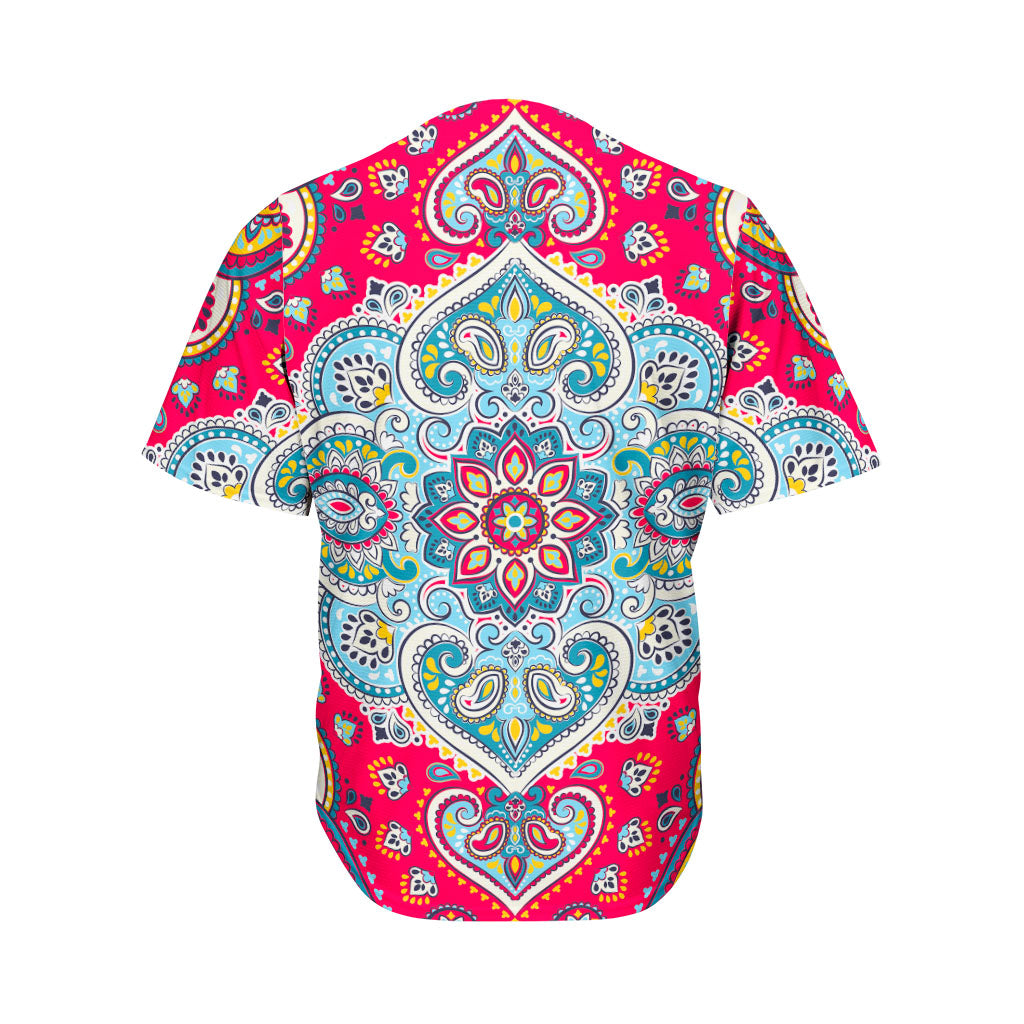 Floral Paisley Mandala Print Men's Baseball Jersey