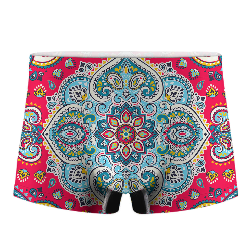 Floral Paisley Mandala Print Men's Boxer Briefs