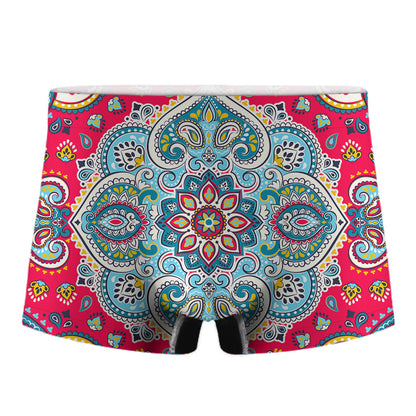 Floral Paisley Mandala Print Men's Boxer Briefs