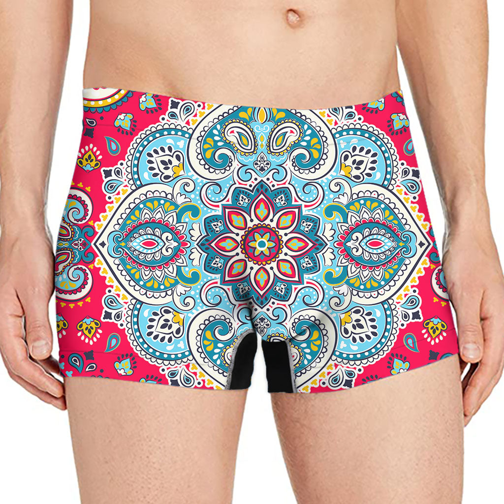 Floral Paisley Mandala Print Men's Boxer Briefs
