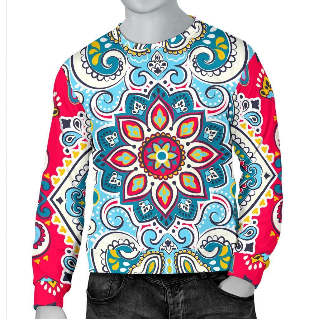 Floral Paisley Mandala Print Men's Crewneck Sweatshirt GearFrost