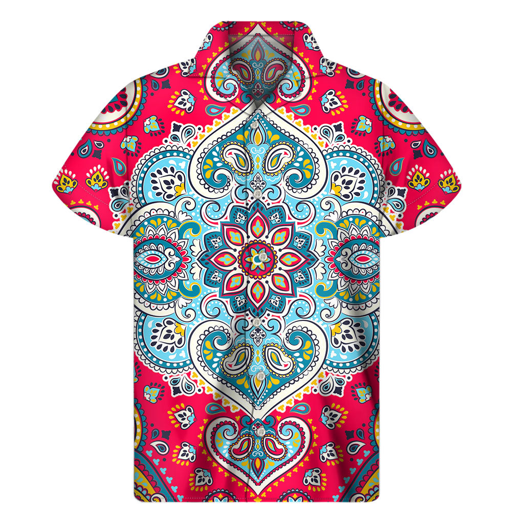 Floral Paisley Mandala Print Men's Short Sleeve Shirt