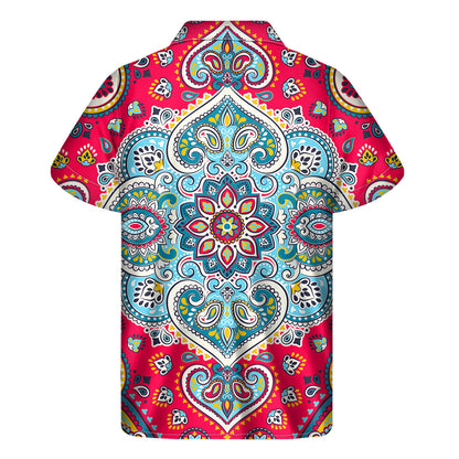 Floral Paisley Mandala Print Men's Short Sleeve Shirt