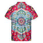 Floral Paisley Mandala Print Men's Short Sleeve Shirt