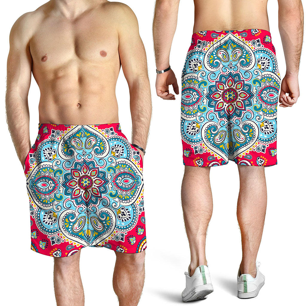 Floral Paisley Mandala Print Men's Shorts