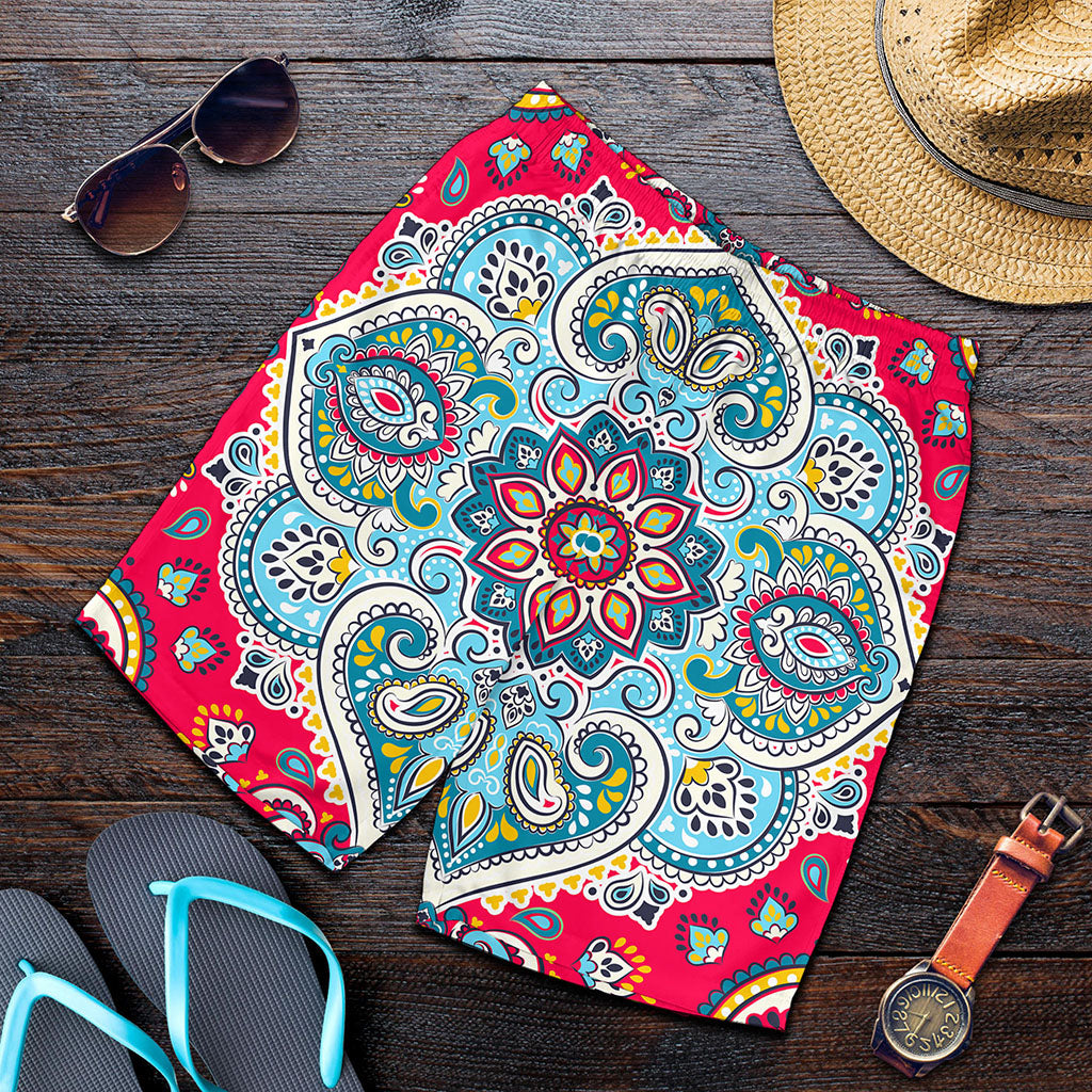 Floral Paisley Mandala Print Men's Shorts