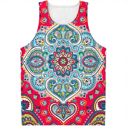 Floral Paisley Mandala Print Men's Tank Top