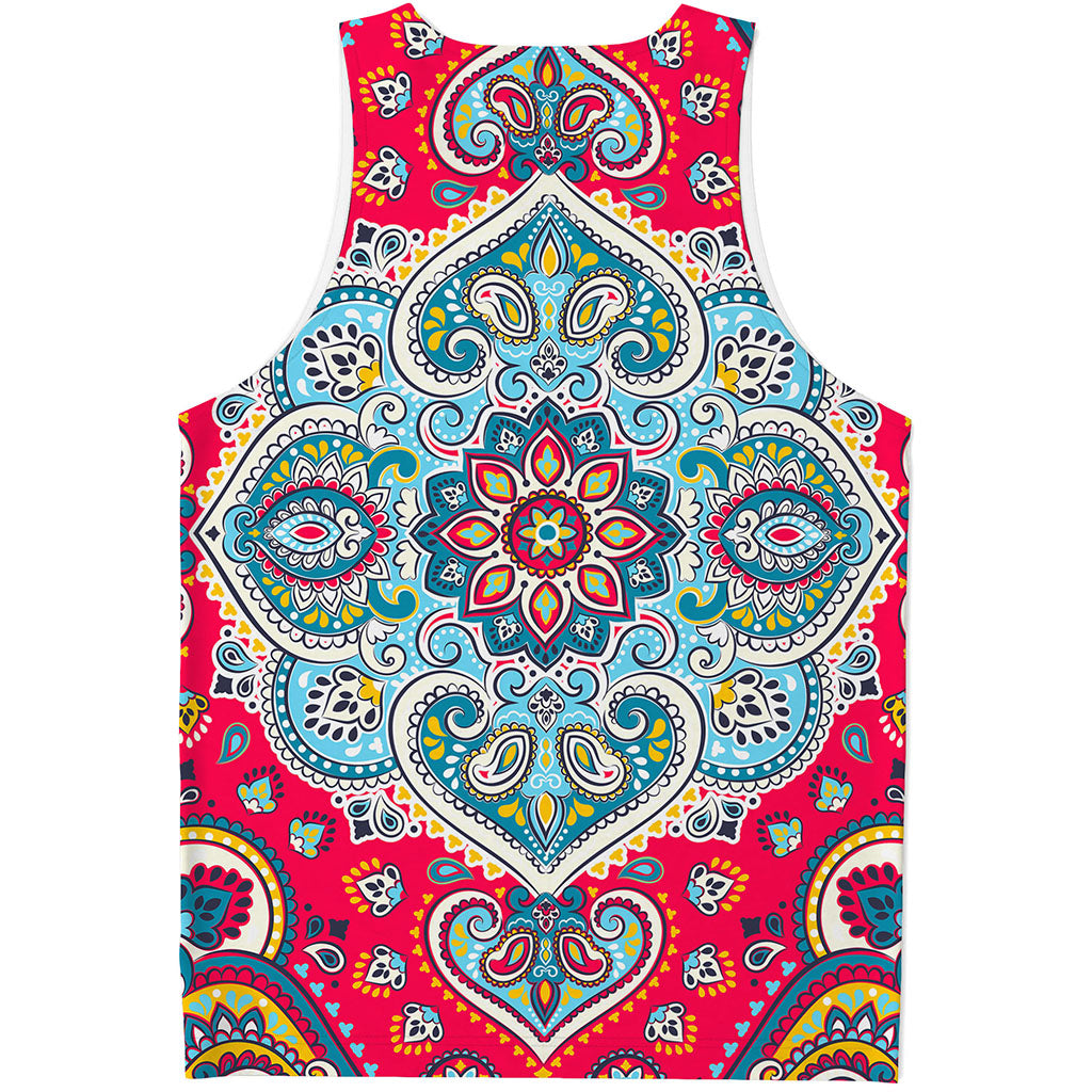 Floral Paisley Mandala Print Men's Tank Top