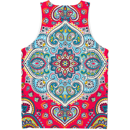 Floral Paisley Mandala Print Men's Tank Top