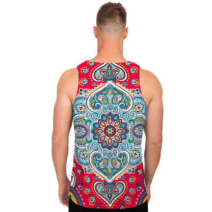 Floral Paisley Mandala Print Men's Tank Top
