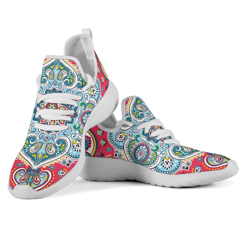 Floral Paisley Mandala Print Mesh Knit Shoes GearFrost