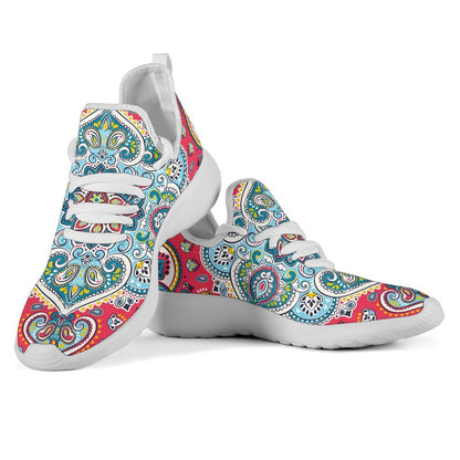 Floral Paisley Mandala Print Mesh Knit Shoes GearFrost