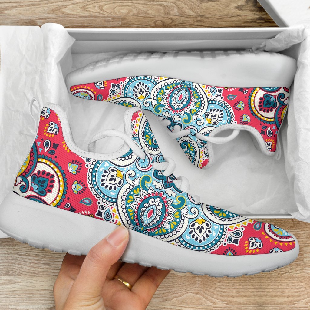 Floral Paisley Mandala Print Mesh Knit Shoes GearFrost