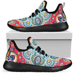 Floral Paisley Mandala Print Mesh Knit Shoes GearFrost
