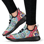 Floral Paisley Mandala Print Mesh Knit Shoes GearFrost