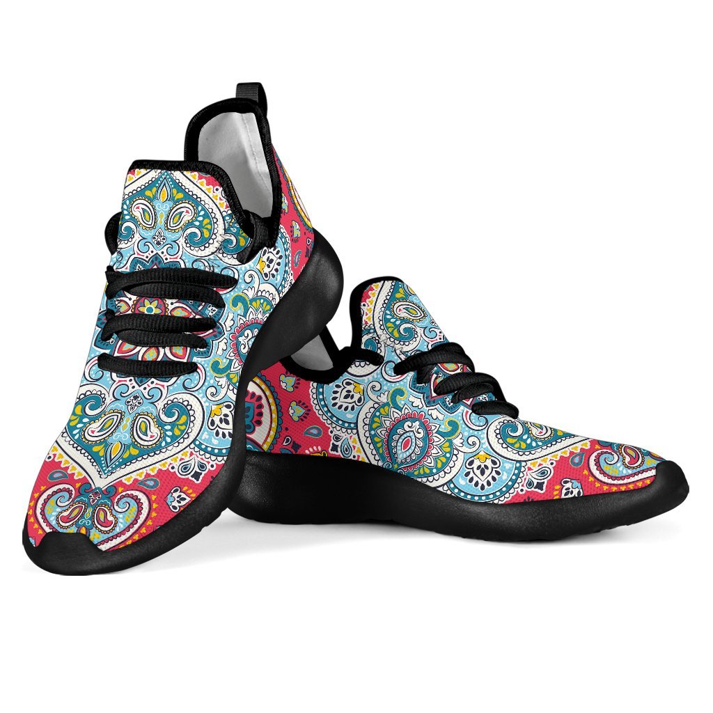 Floral Paisley Mandala Print Mesh Knit Shoes GearFrost