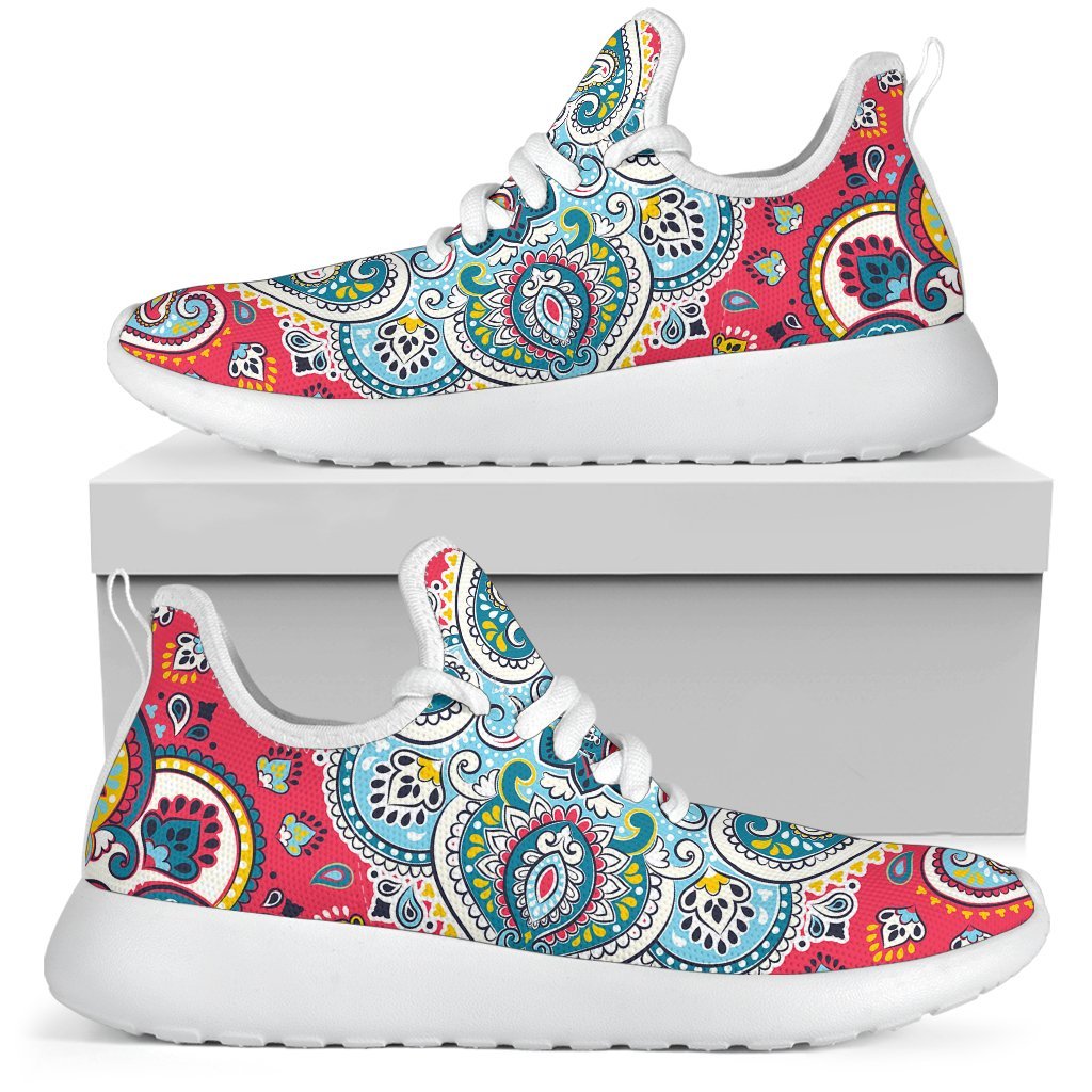 Floral Paisley Mandala Print Mesh Knit Shoes GearFrost