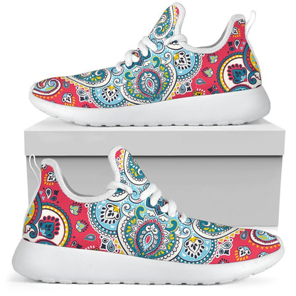 Floral Paisley Mandala Print Mesh Knit Shoes GearFrost
