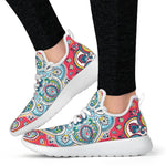 Floral Paisley Mandala Print Mesh Knit Shoes GearFrost