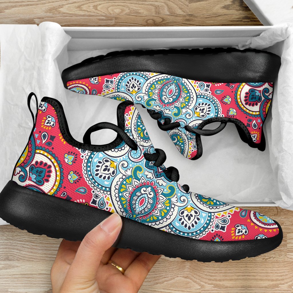 Floral Paisley Mandala Print Mesh Knit Shoes GearFrost