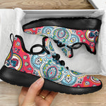 Floral Paisley Mandala Print Mesh Knit Shoes GearFrost