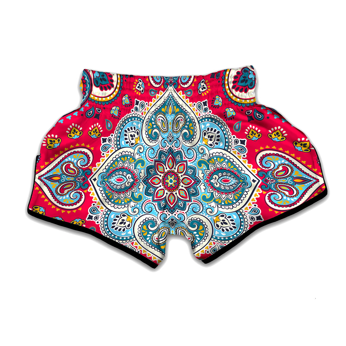 Floral Paisley Mandala Print Muay Thai Boxing Shorts