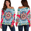 Floral Paisley Mandala Print Off The Shoulder Sweatshirt