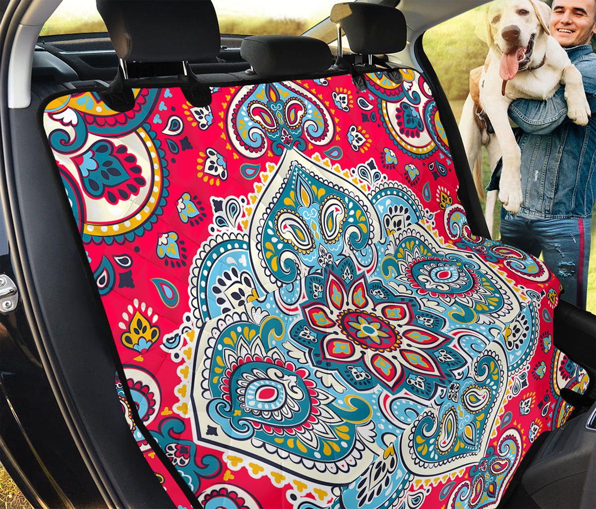 Floral Paisley Mandala Print Pet Car Back Seat Cover