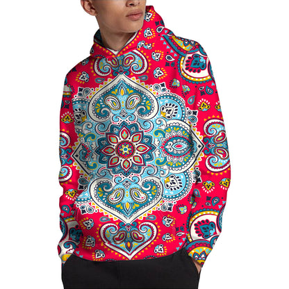 Floral Paisley Mandala Print Pullover Hoodie