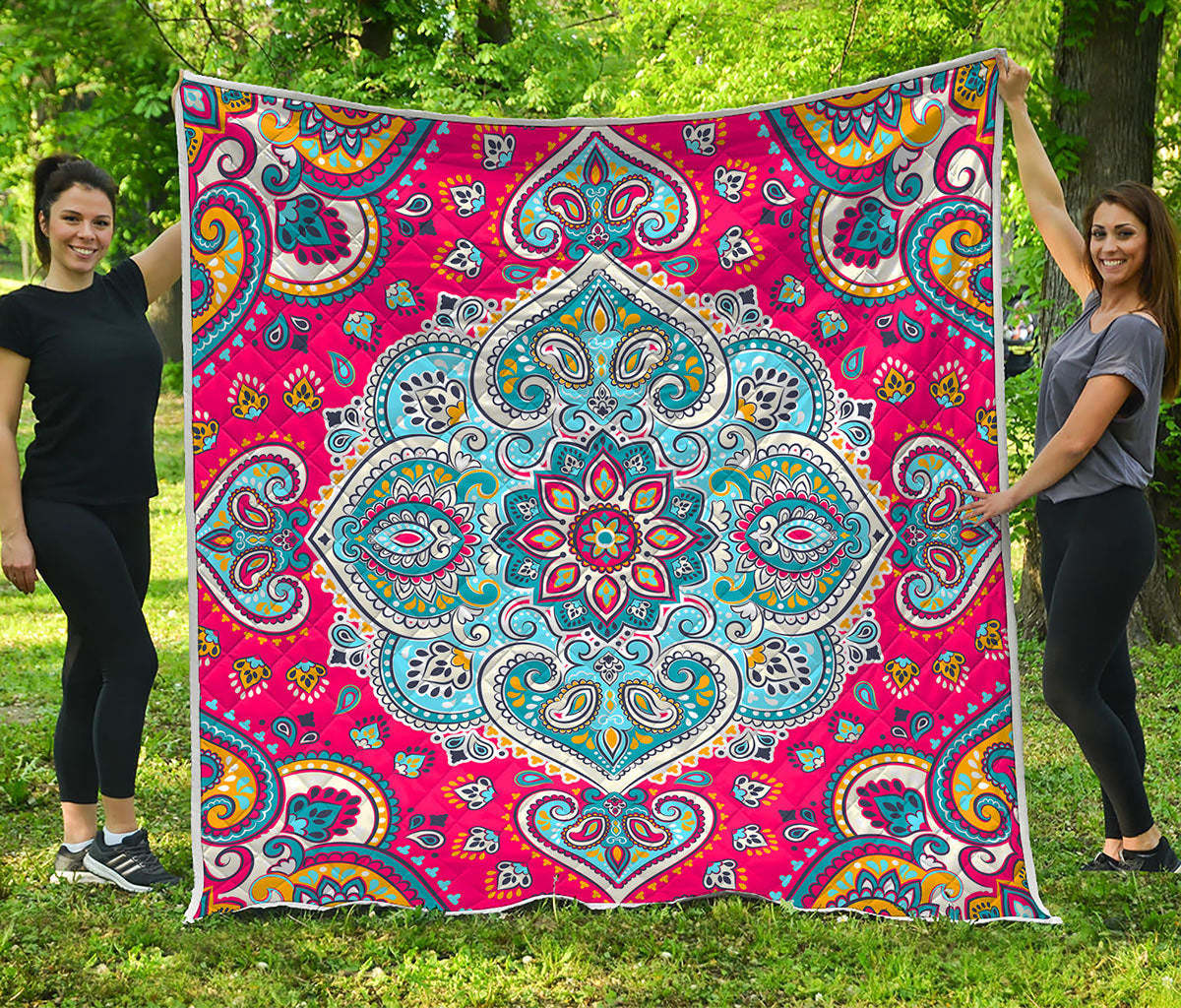 Floral Paisley Mandala Print Quilt