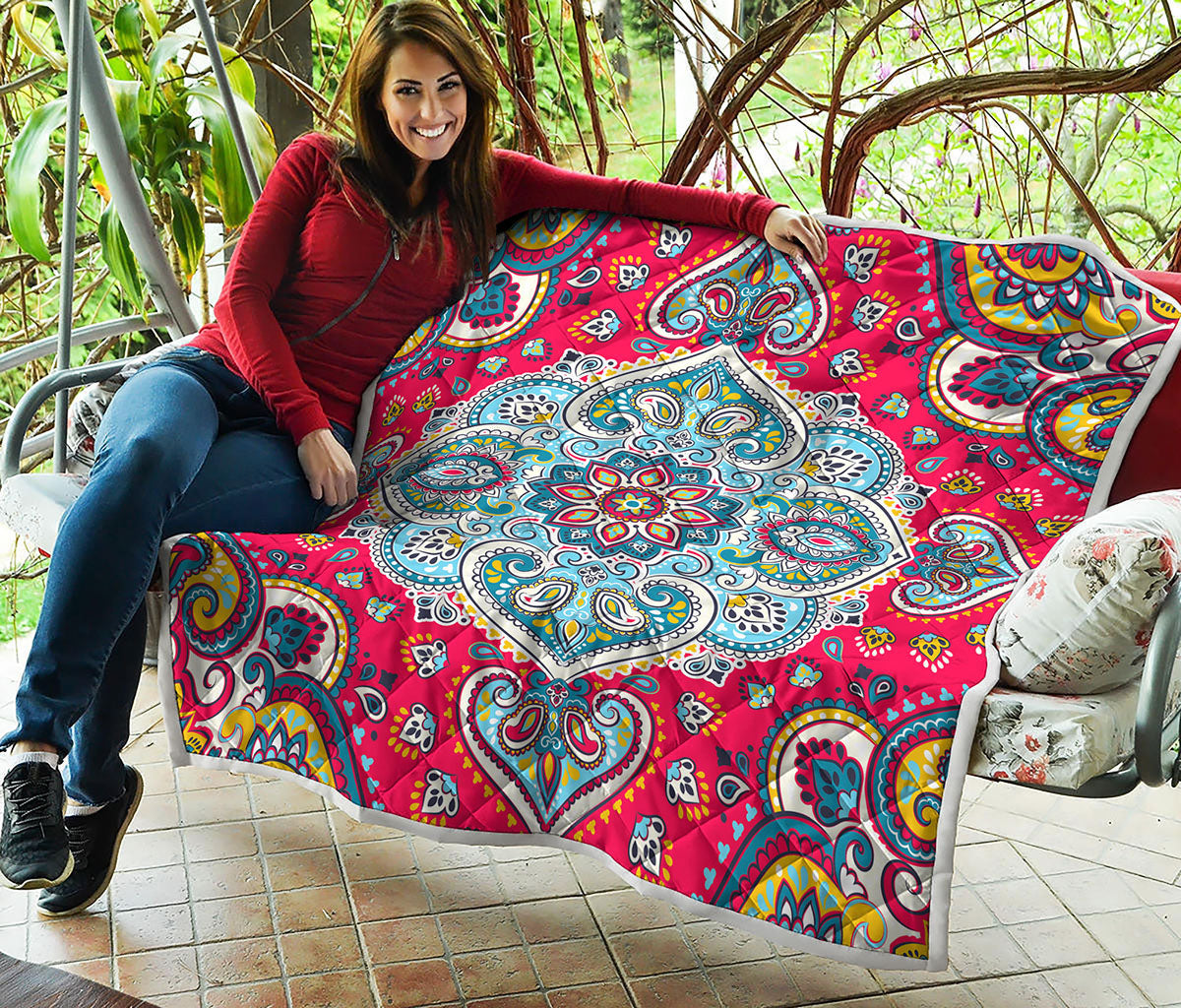 Floral Paisley Mandala Print Quilt