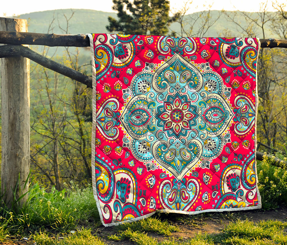 Floral Paisley Mandala Print Quilt