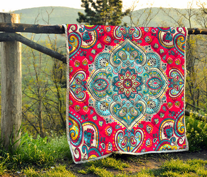 Floral Paisley Mandala Print Quilt