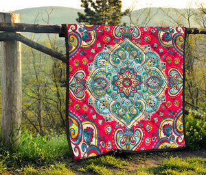 Floral Paisley Mandala Print Quilt