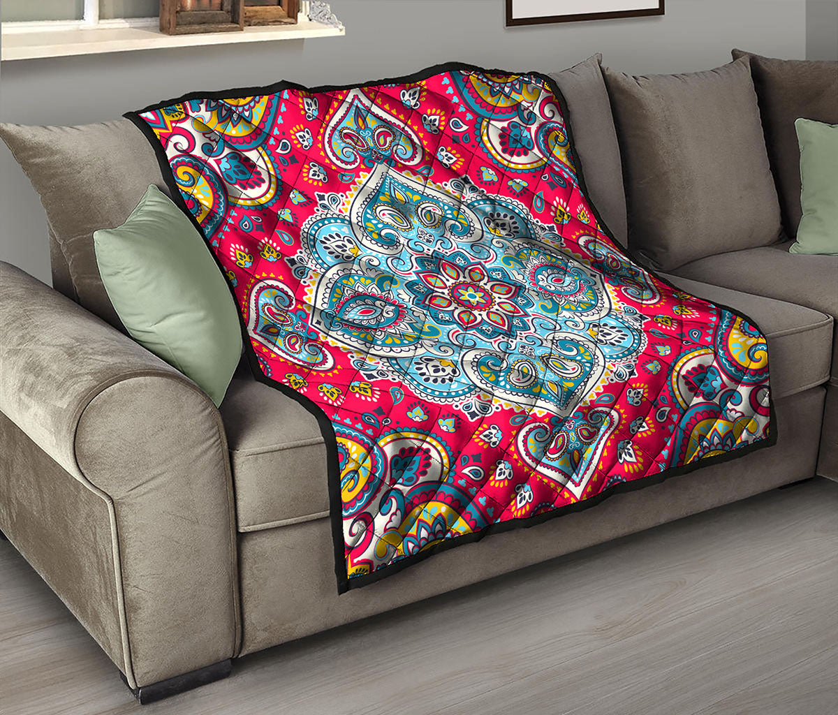 Floral Paisley Mandala Print Quilt