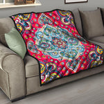 Floral Paisley Mandala Print Quilt