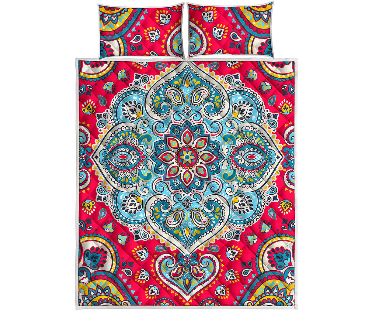 Floral Paisley Mandala Print Quilt Bed Set