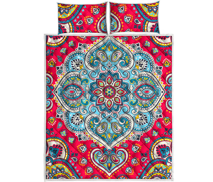 Floral Paisley Mandala Print Quilt Bed Set