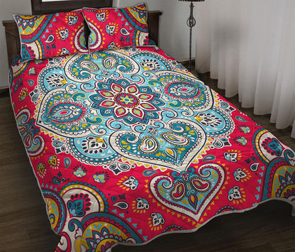 Floral Paisley Mandala Print Quilt Bed Set