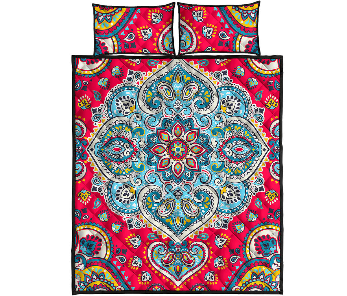 Floral Paisley Mandala Print Quilt Bed Set