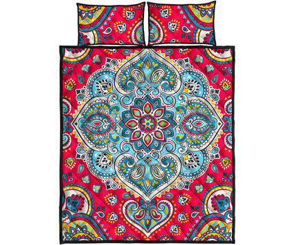 Floral Paisley Mandala Print Quilt Bed Set