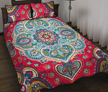 Floral Paisley Mandala Print Quilt Bed Set