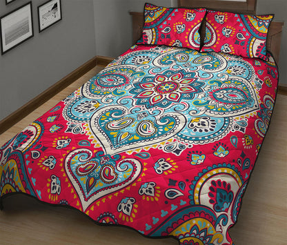 Floral Paisley Mandala Print Quilt Bed Set