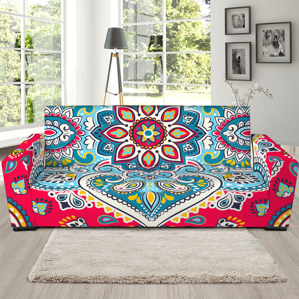 Floral Paisley Mandala Print Sofa Slipcover