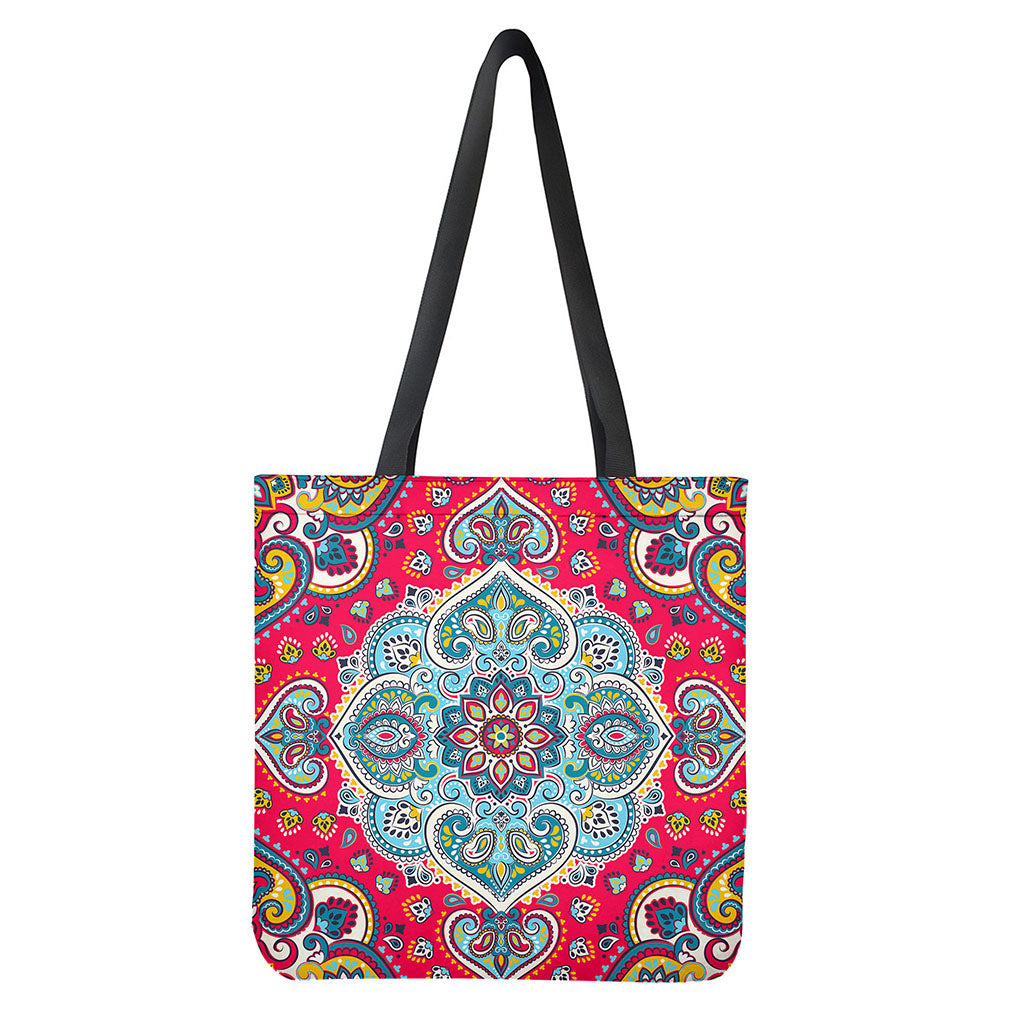 Floral Paisley Mandala Print Tote Bag