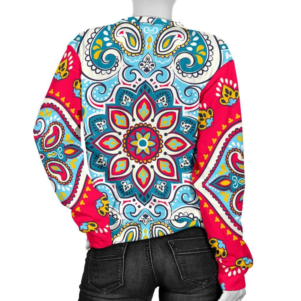 Floral Paisley Mandala Print Women's Crewneck Sweatshirt GearFrost